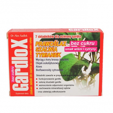 Gardlox ziołowe tabletki do ssania bez cukru o smaku wiśni i cytryny 16 szt.