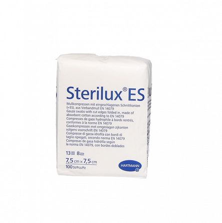 Sterilux ES kompresy z gazy 7,5 x 7,5 cm 100 sztuk