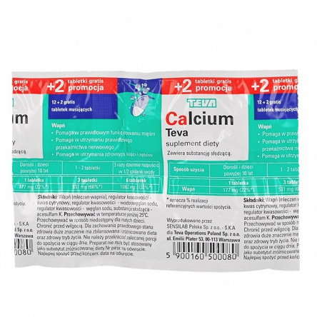 Calcium TEVA 12+2 tabletki gratis 